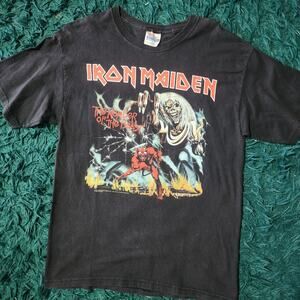 Iron Maiden Number of the Beast Tee Black Eddie Graphic Hanes Shirt Size M